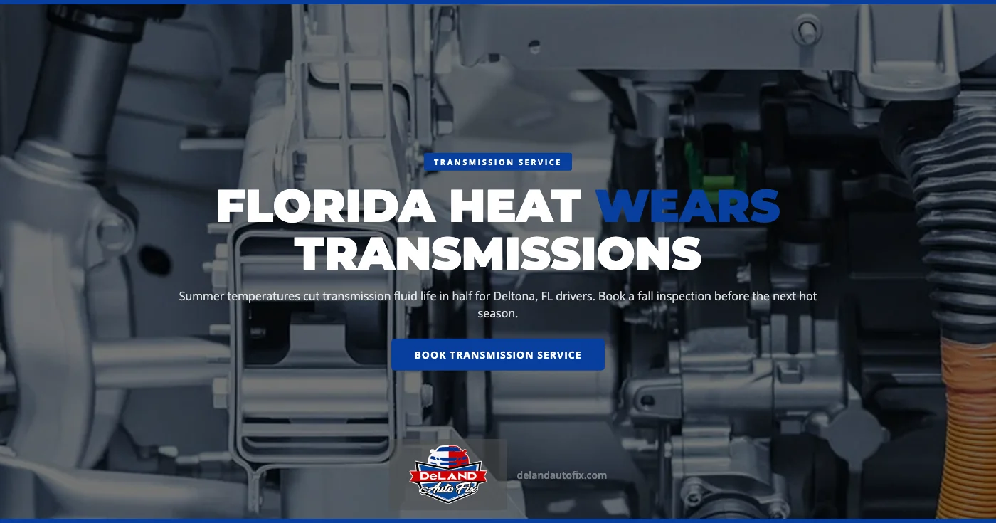 Transmission service in Deltona, FL — DeLand Auto Fix technician inspecting automatic transmission fluid on the dipstick during a fall fluid and filter service